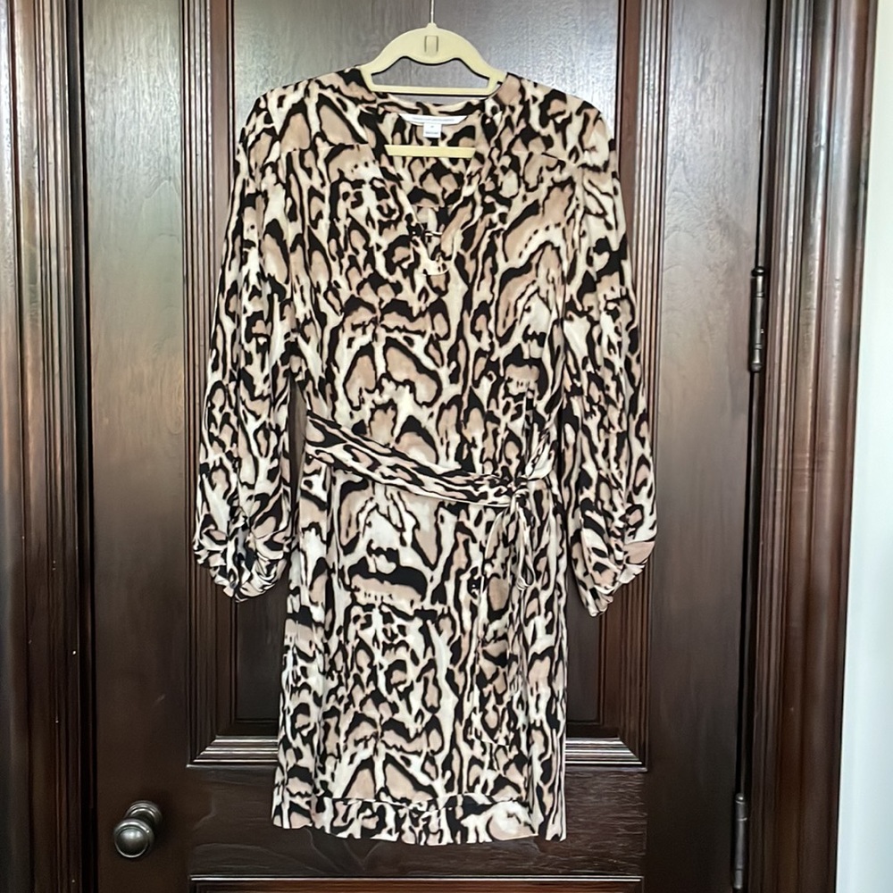 Diane Von Furstenberg Leopard Print Belted Dress, Size 6